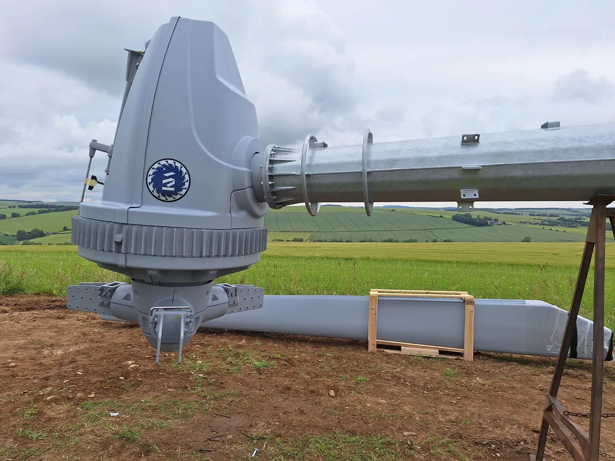 Kodair KW30 nacelle on site in Aberdeenshire before the tower was raised