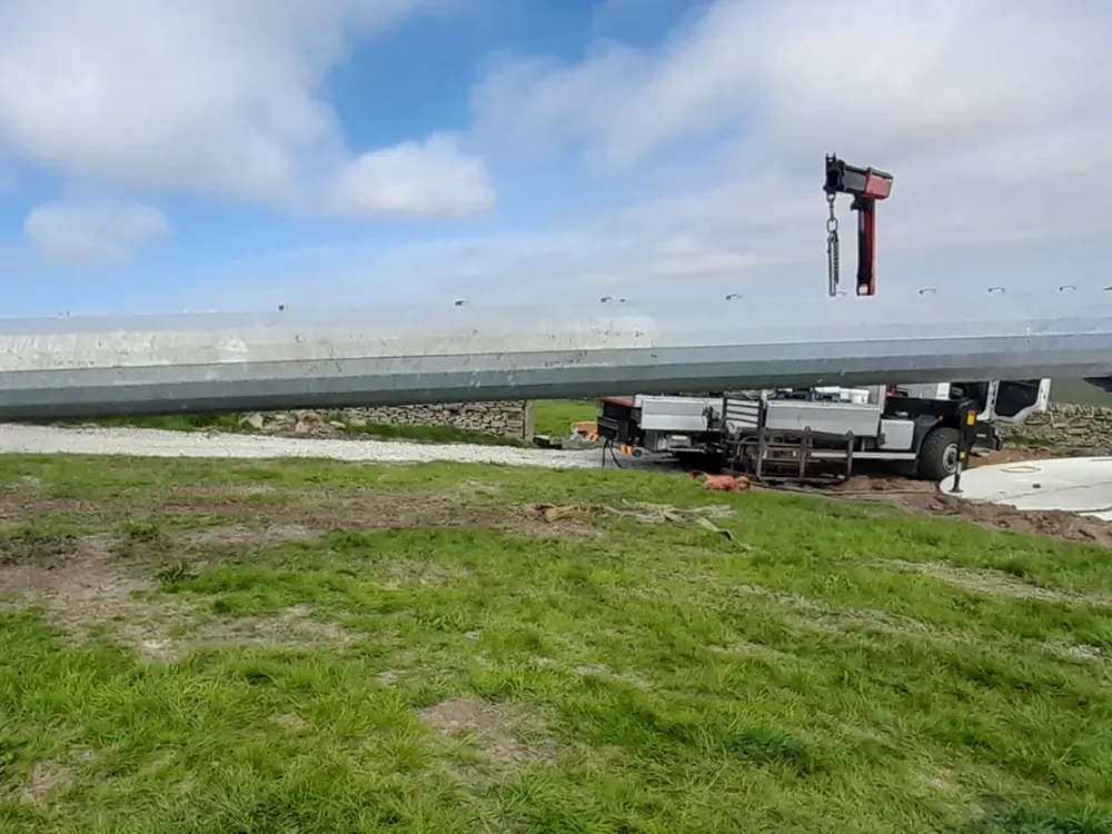KW30 tower and nacelle laid out on site in West Yorkshire